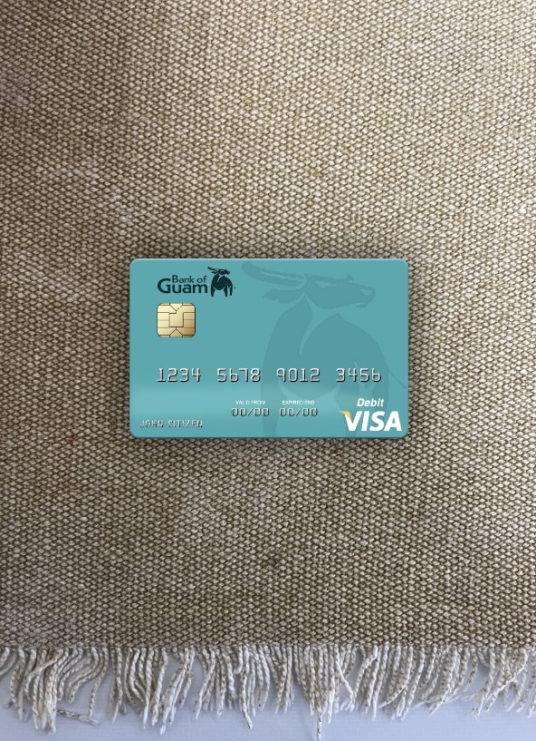 Download Marshall Islands Bank of Guam visa debit card photolook front Photoshop template